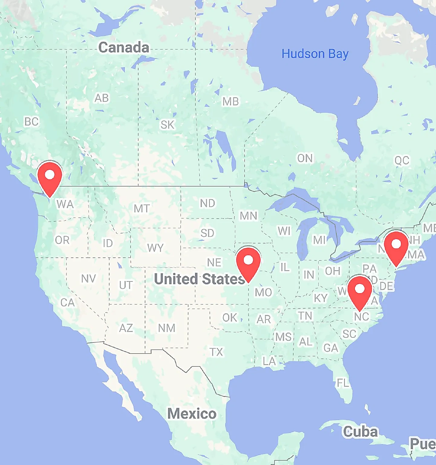 map of north america